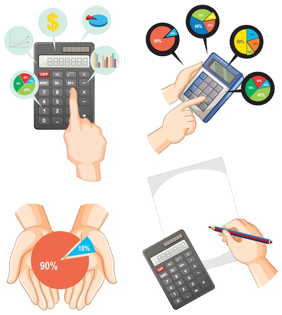 Free Vector set of mix math calculation