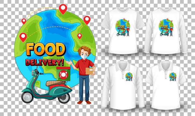 Set of mockup shirt with delivery theme