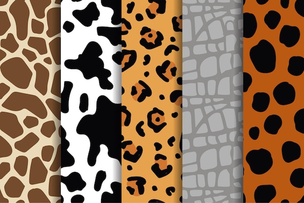 Free Vector set of modern animal print patterns