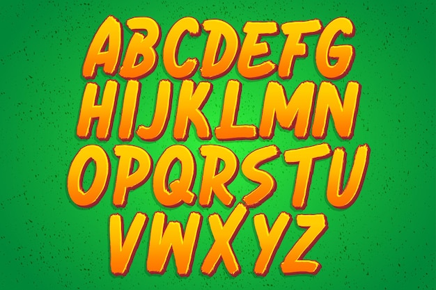 Free Vector set of modern brush alphabet with thin extrude