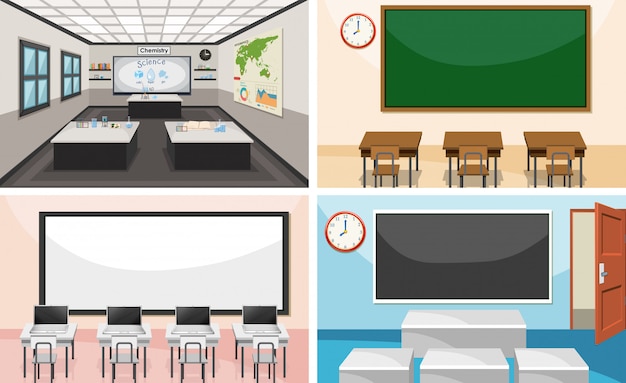 Free Vector set of modern classroom