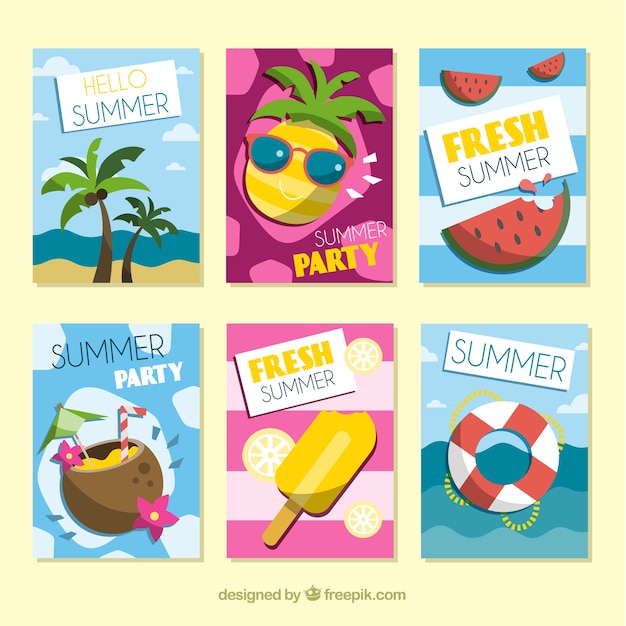 Set of modern summer cards