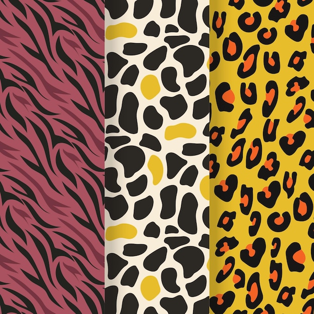 Free vector set of modern wildlife fur pattern