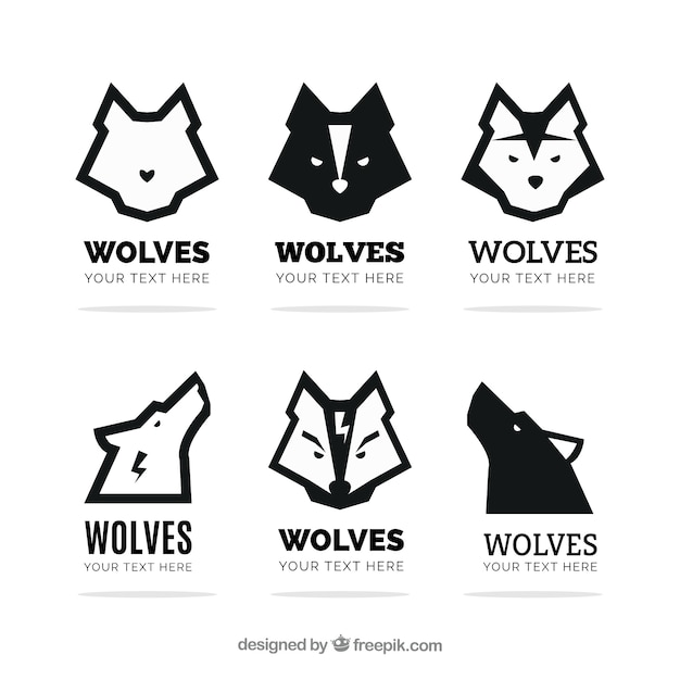 Set of modern wolves logos