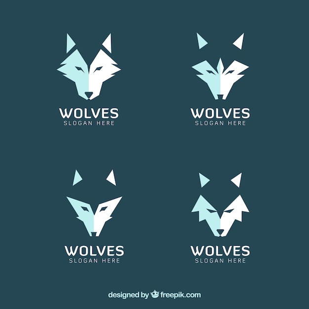 Free vector set of modern wolves logos