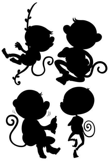 Set of monkey silhouette