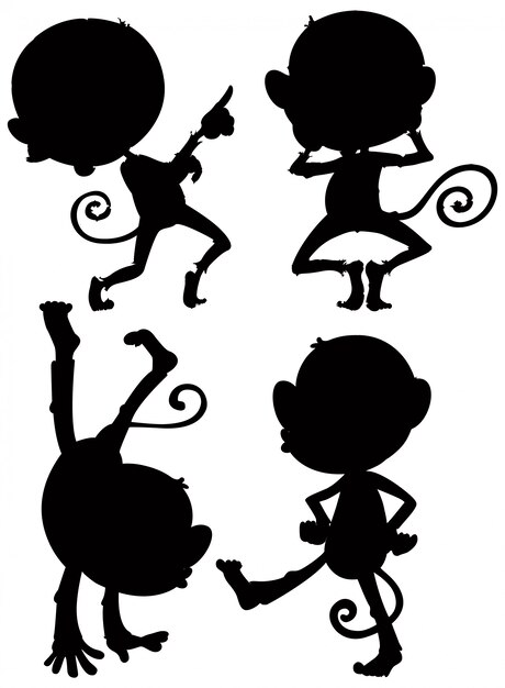 Set of monkey silhouette