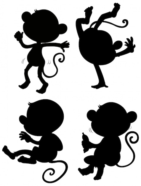 Set of monkey silhouette