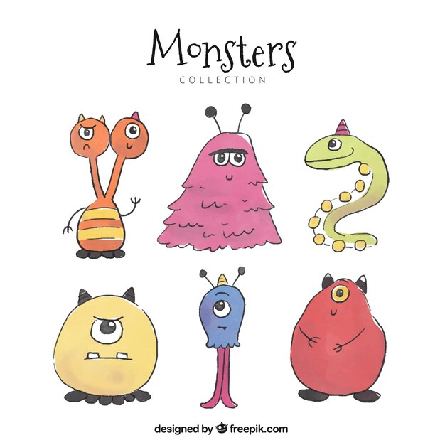 Set of monster characters