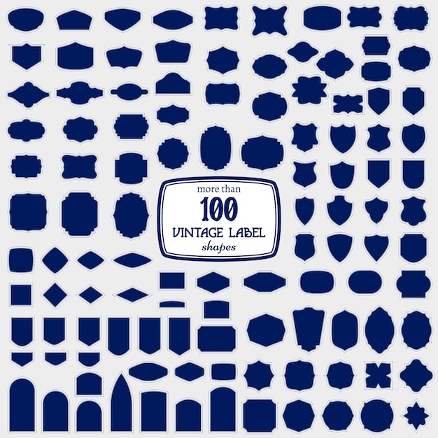 Set of more than 100 label shapes