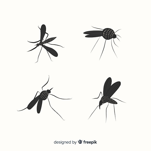 Free vector set of mosquito silhouettes in flat style