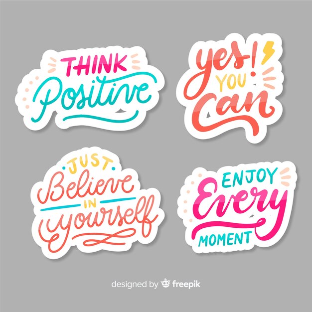 Set of motivational lettering stickers