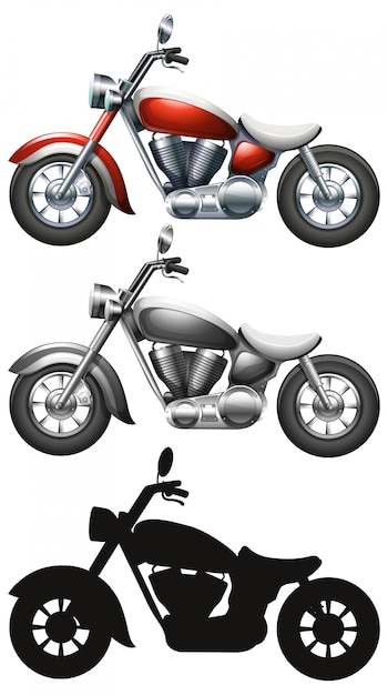 Free Vector set of motorcycle on white background