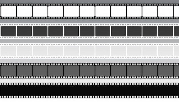 Set of movie film strips in different style