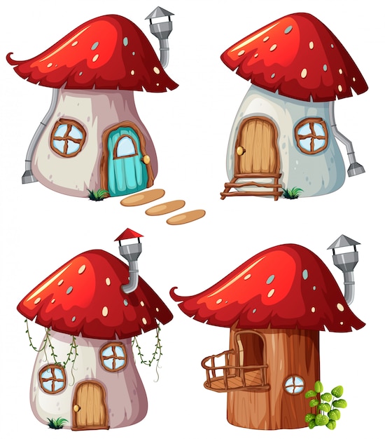 Set of mushroom house