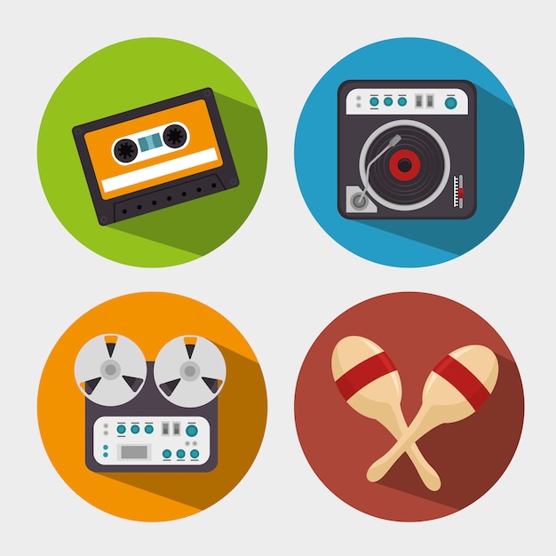 set the music industry devices isolated icon 