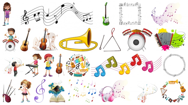 Free Vector set of music instruments