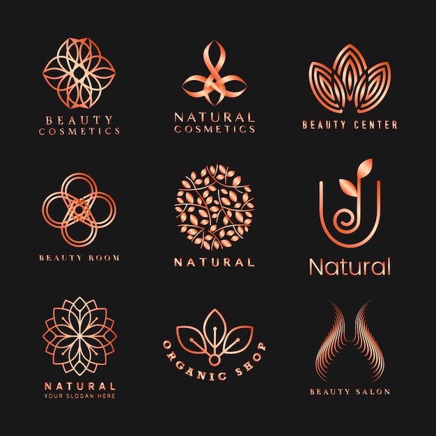 Free Vector set of natural cosmetics logo vector