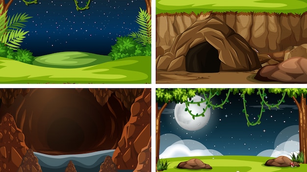 Set of nature landscape background