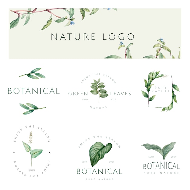 Free Vector set of nature and plant logo vectors