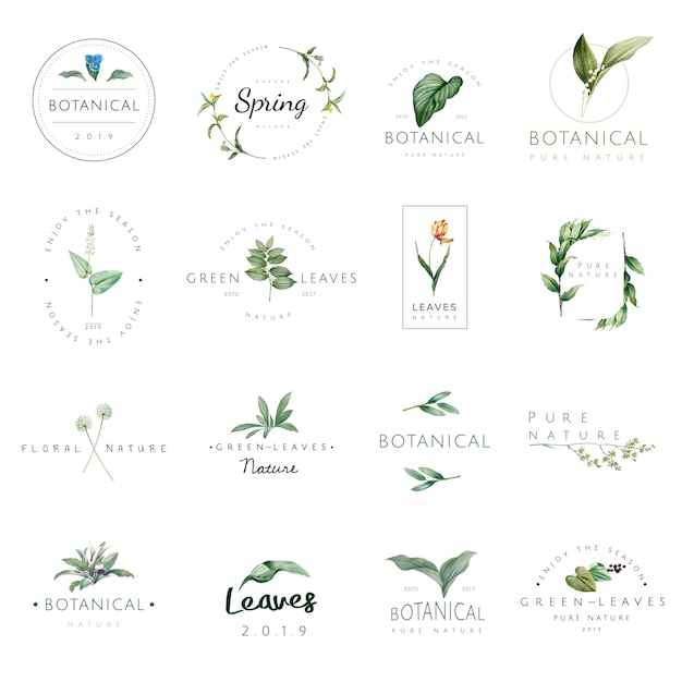 Free vector set of nature and plant logo