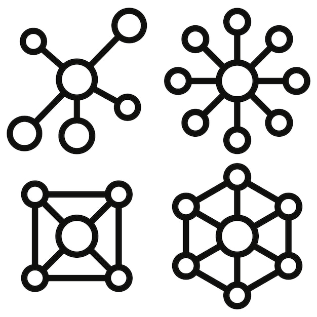 Free Vector set of network lines and circles flat