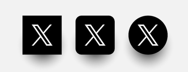 Set of new twitter logo X icons