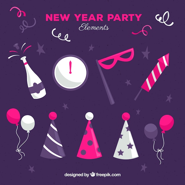 Free Vector set of new year party elements