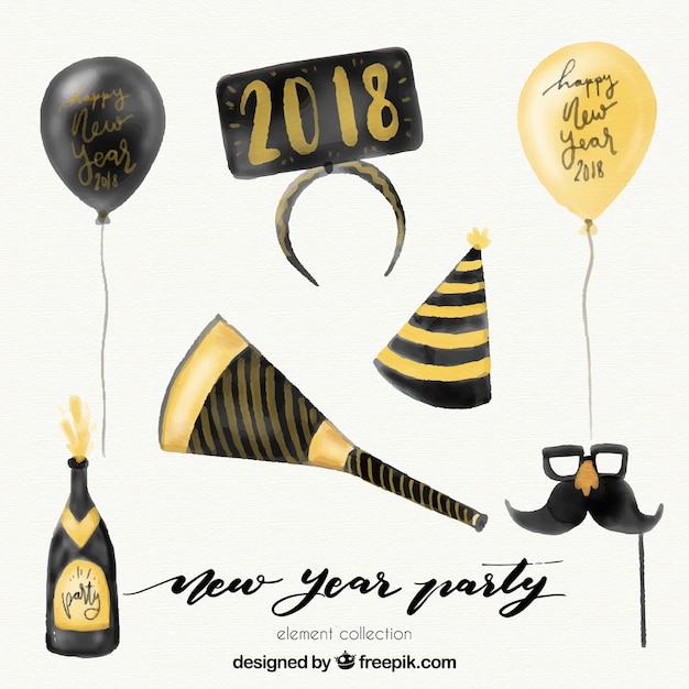 Free Vector set of new year party elements