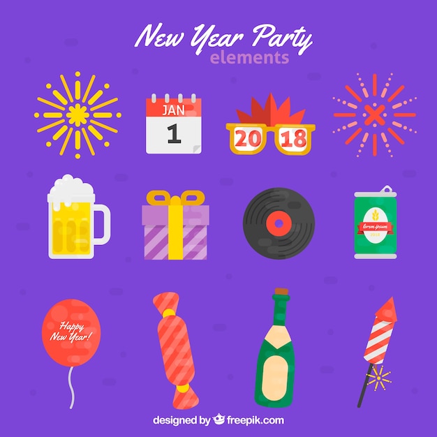 Set of new year party elements