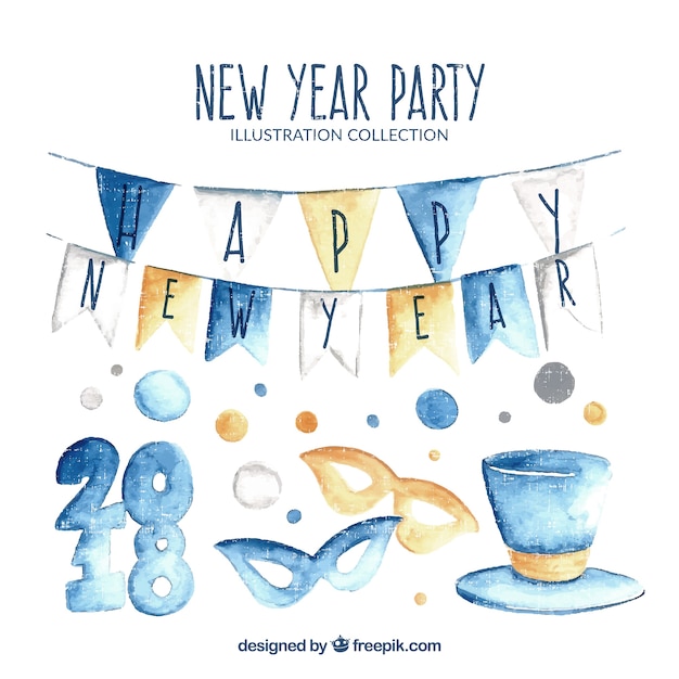 Free vector set of new year party elements