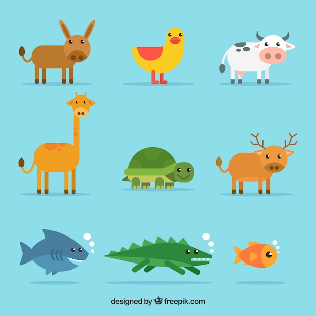 Free Vector set of nice animals