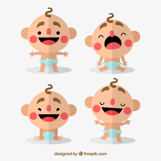 Free Vector set of nice babies in flat design