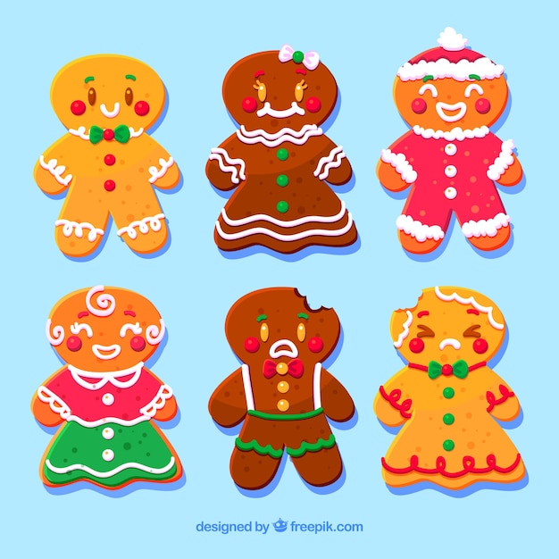 Free Vector set of nice gingerbread cookies