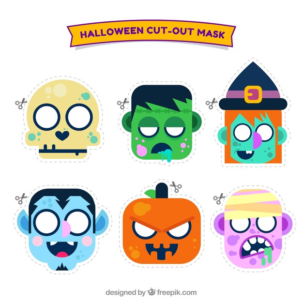 Set of nice halloween characters in flat design