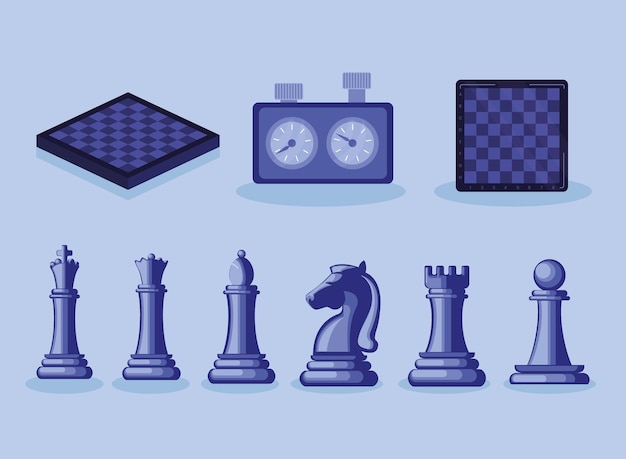 Free Vector set of nine chess icons