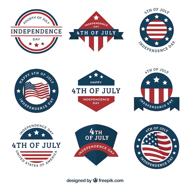 Set of nine independence day stickers