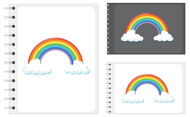 Free Vector set of notebook in different size with rainbow pattern