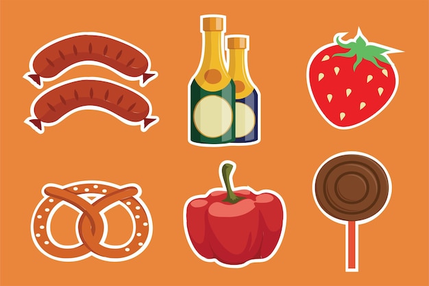 Free Vector set of object element ingredients for cooking cartoon vector