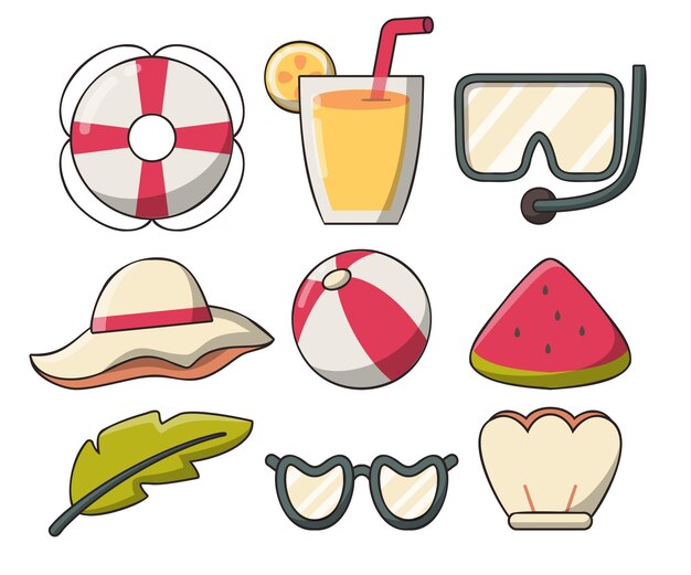 Set of object element for travel on summer vacation