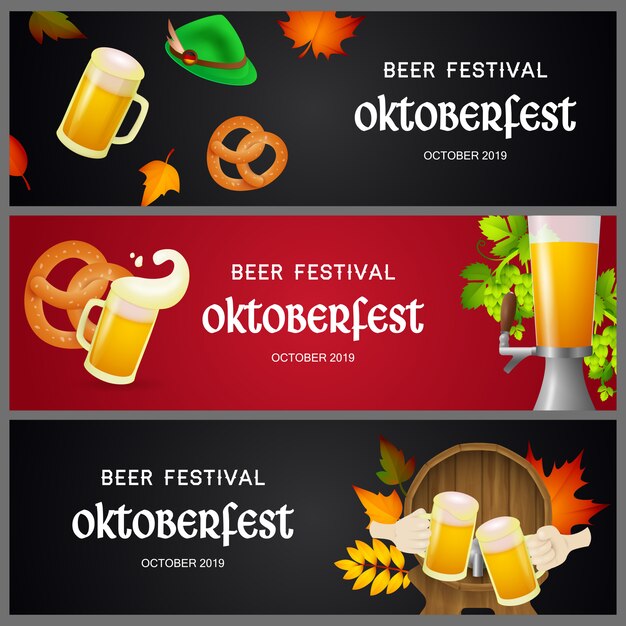 Set of Oktoberfest beer festival banners