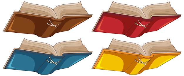 Free Vector set of open books cartoon