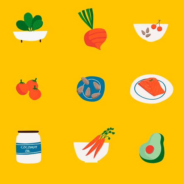 Set of organic food icon vectors