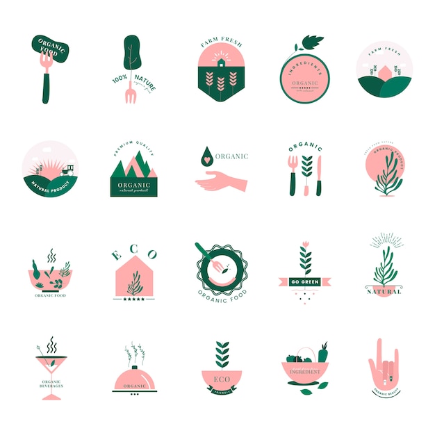 Set of organic and go green icons