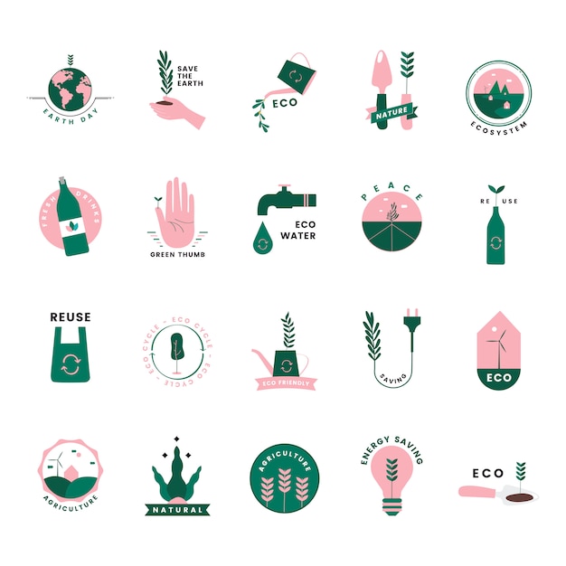 Set of organic and go green icons