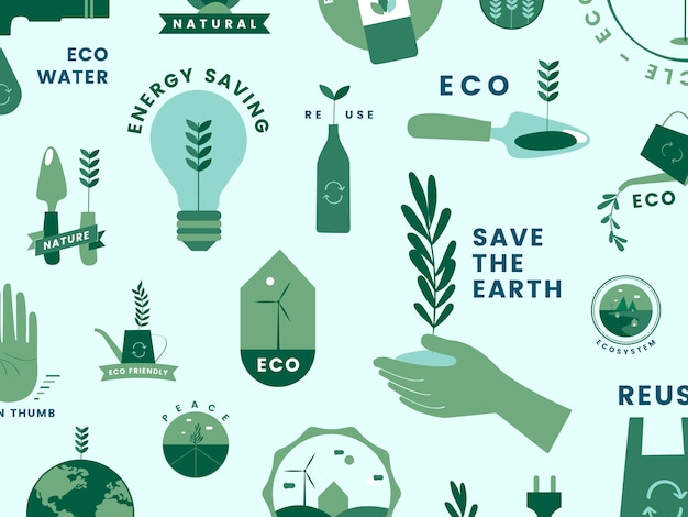 Free Vector set of organic and go green icons