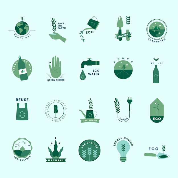 Free Vector set of organic and go green icons