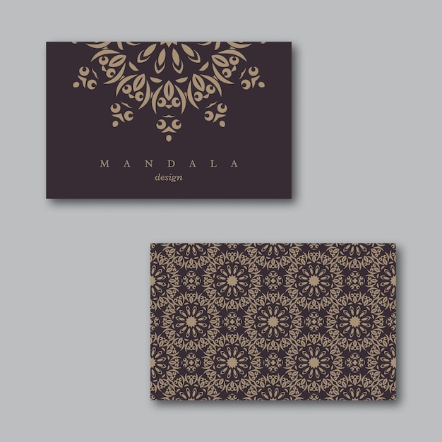 Set of ornamental business cards with mandala and pattern