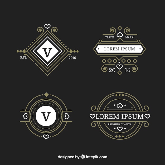 Free Vector set of ornamental logos in vintage style