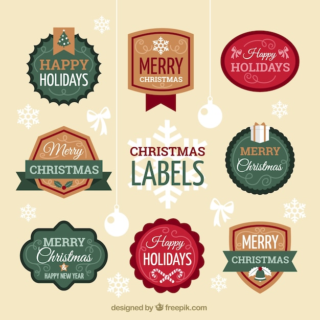 Set of ornamental stickers with christmas messages